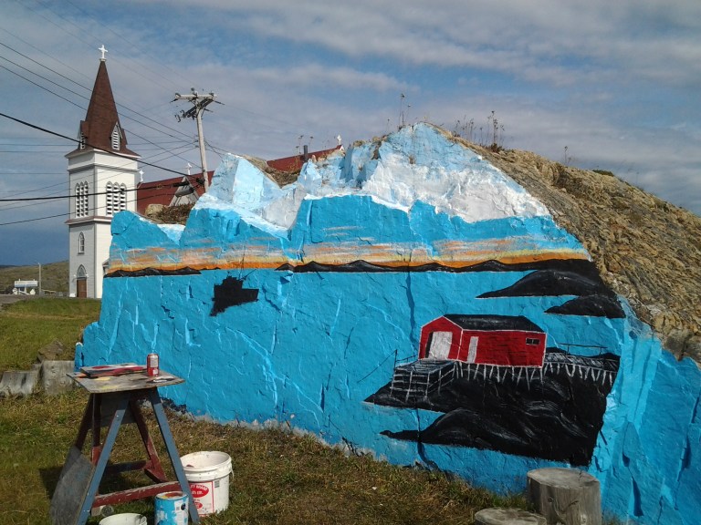 The painted rock in Fogo was getting a facelift.